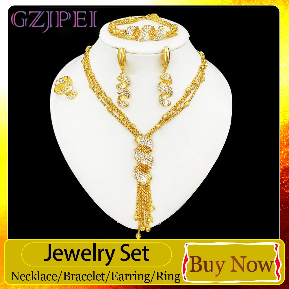 Dubai Gold Tassel Jewellery Set