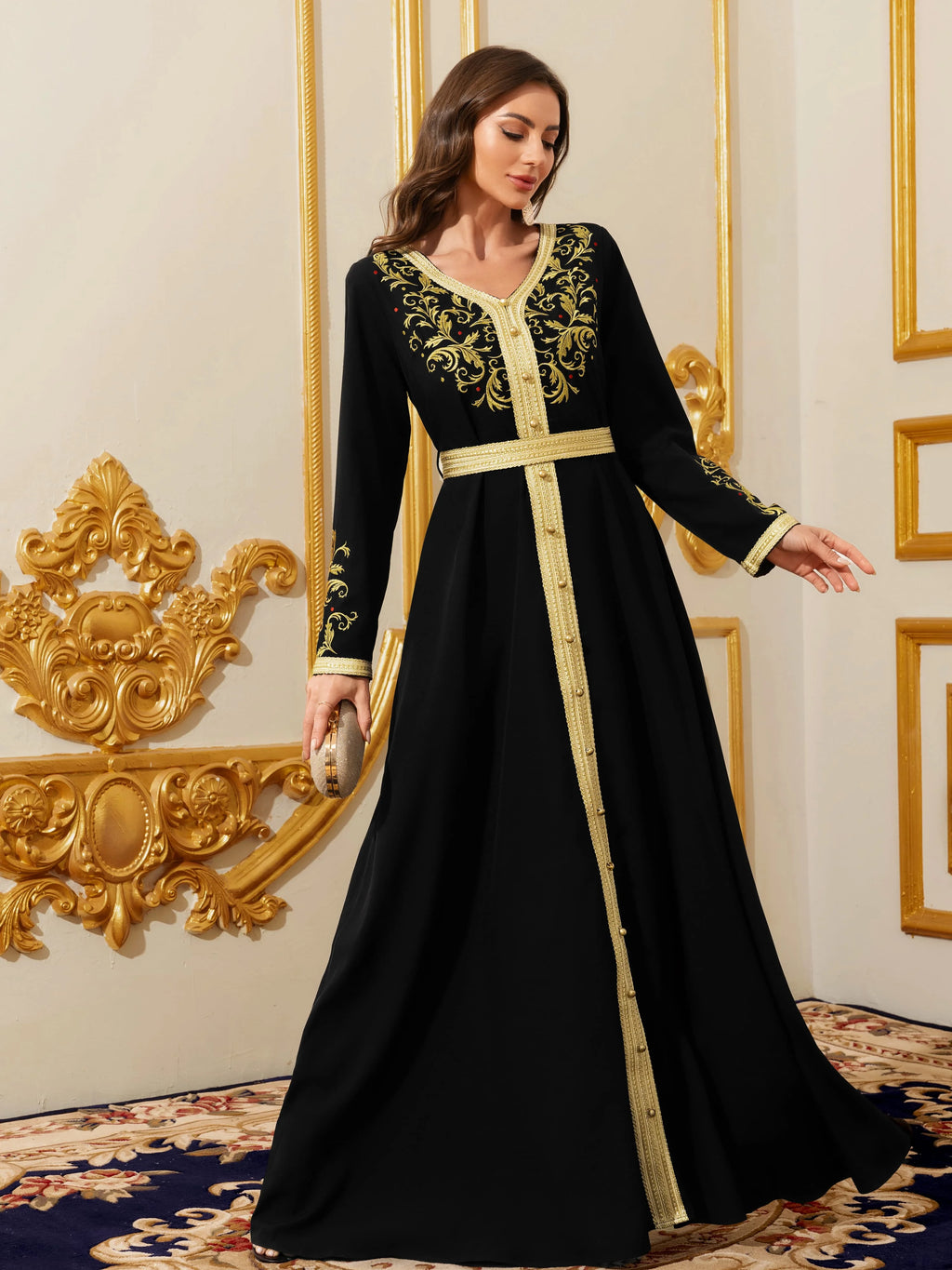 Gold Embroidered Islamic Evening Gown
