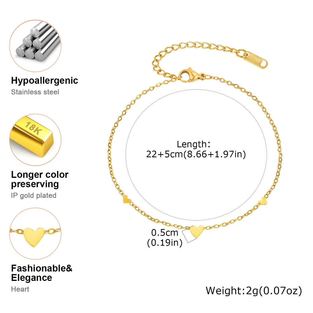 Gold Plated Heart Anklet Bracelet