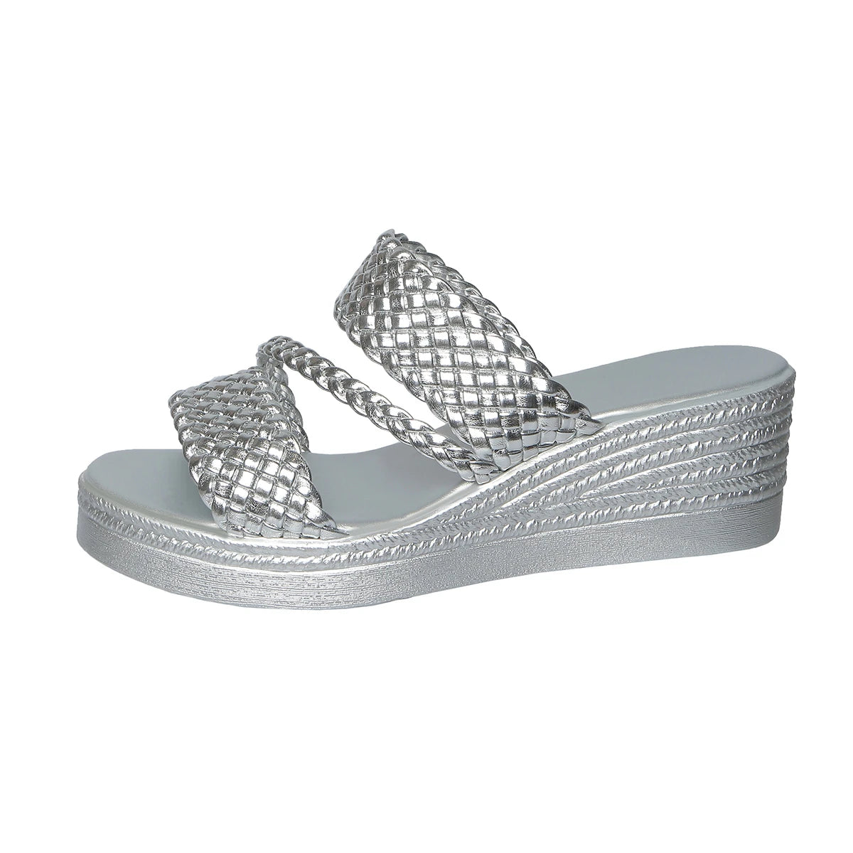 Women's Pleated Wedge Sandals – Platform Slip-On Shoes