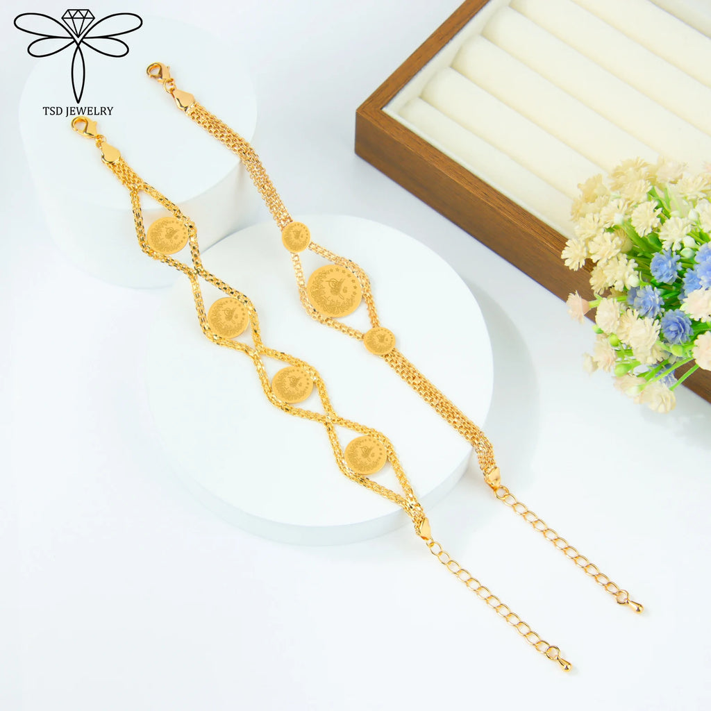 Turkish Vintage Coins Pearl Bracelet