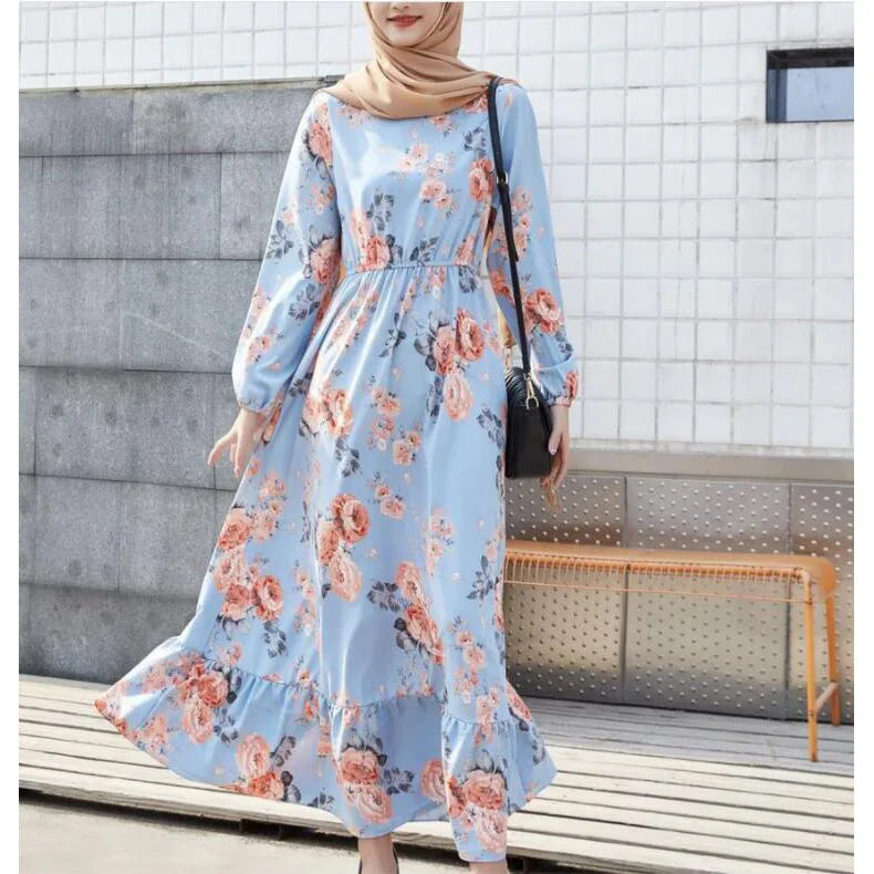 Bohemian Solid Maxi Abaya Dress