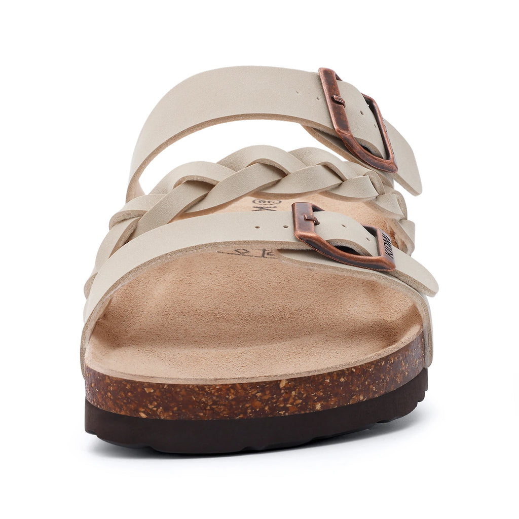 Cork Footbed Double Buckle Sandals