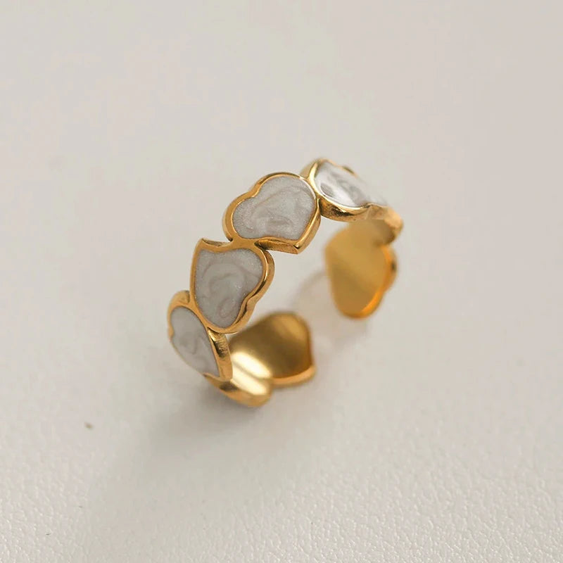 White Enamel Drip Glaze Ring