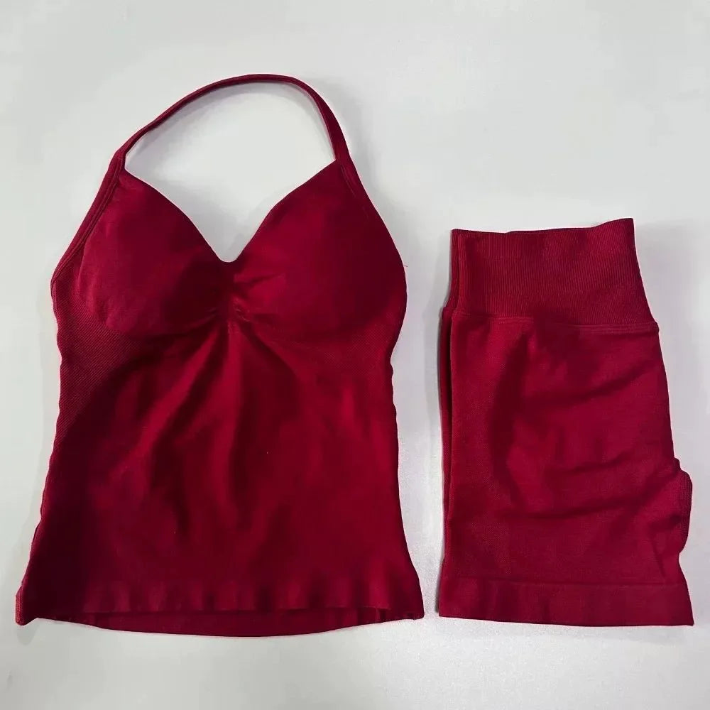 Halter Neck Sports Bra & Shorts Set