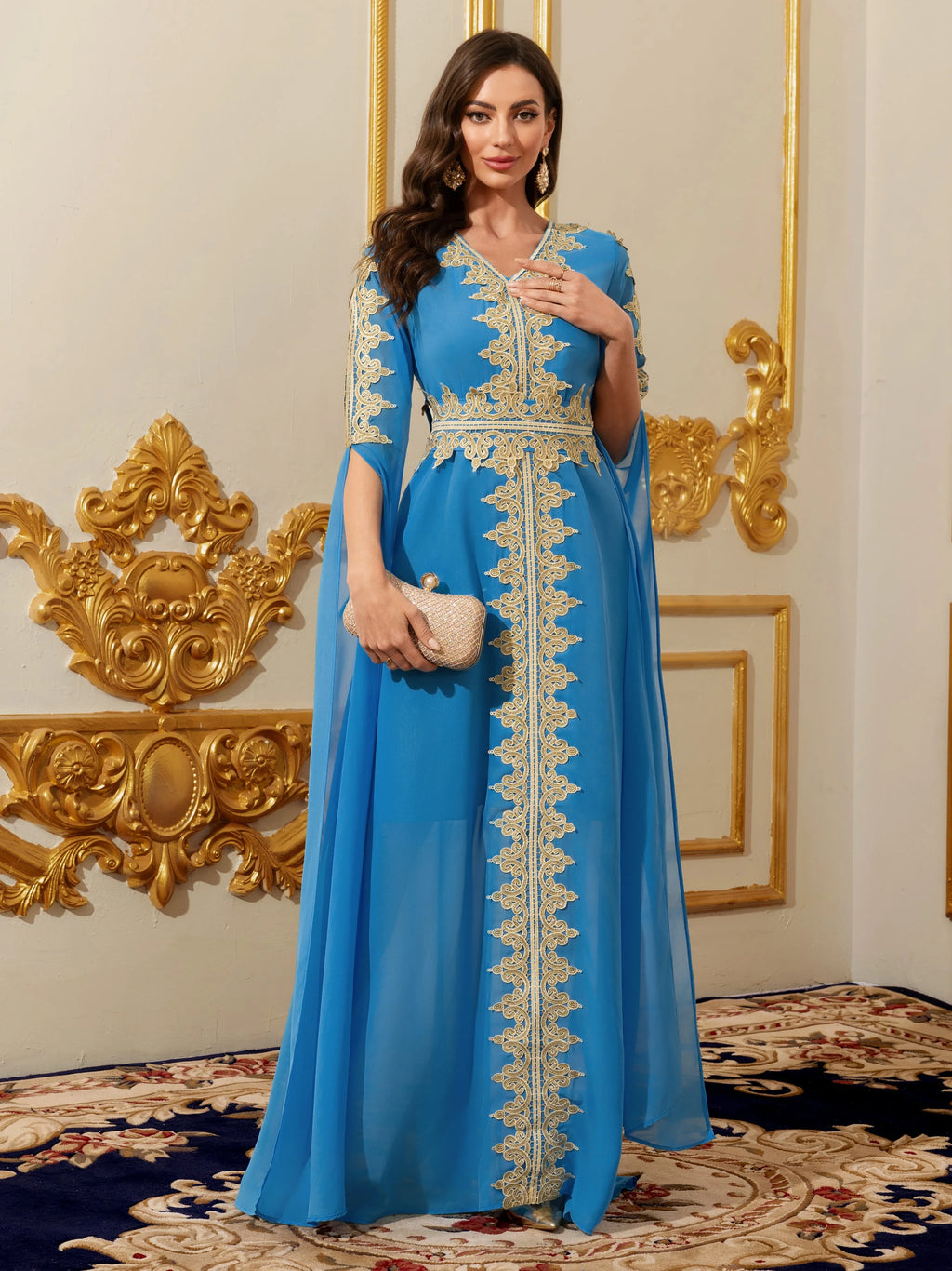 Lace Ethnic Moroccan Abaya Kaftan Dress