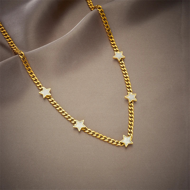 Pentagram Star Pendant Thick Chain Choker Necklace