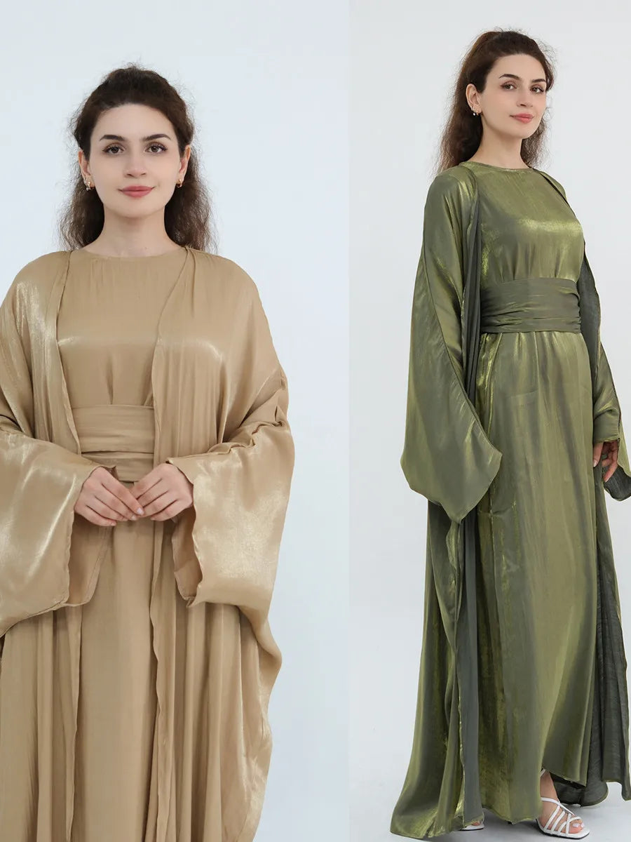 Arabic Kimono Cardigan Abaya Set