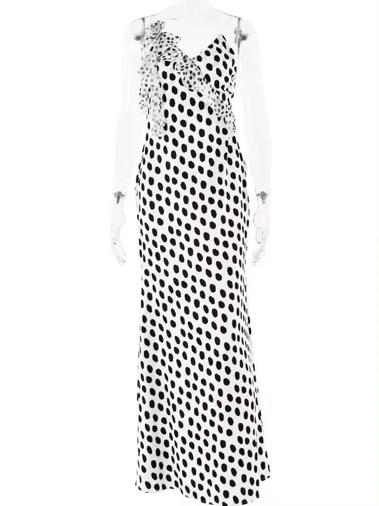 Polka Dot Spaghetti Strap Beach Maxi Dress