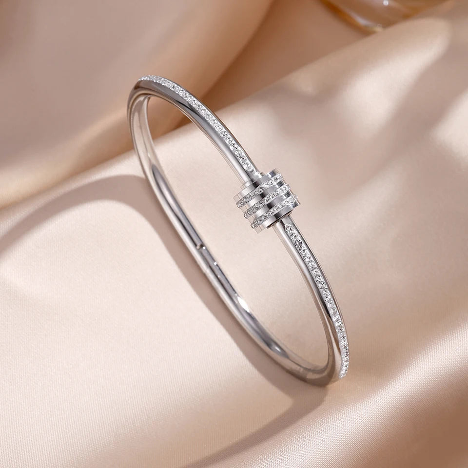 Zirconia Stainless Steel Bangle Set