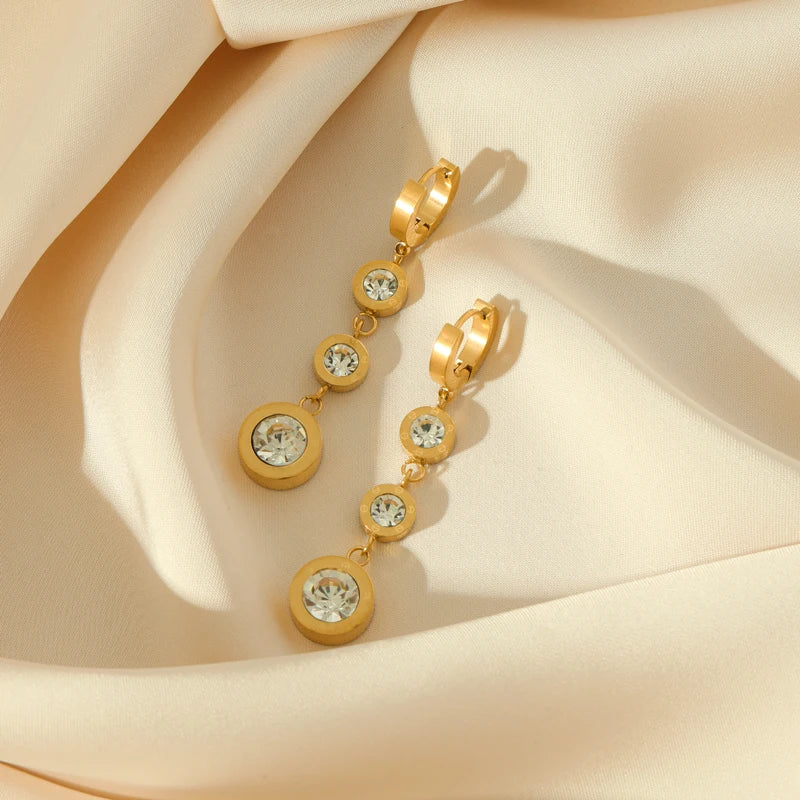 White Zirconia Drop Dangle Earrings
