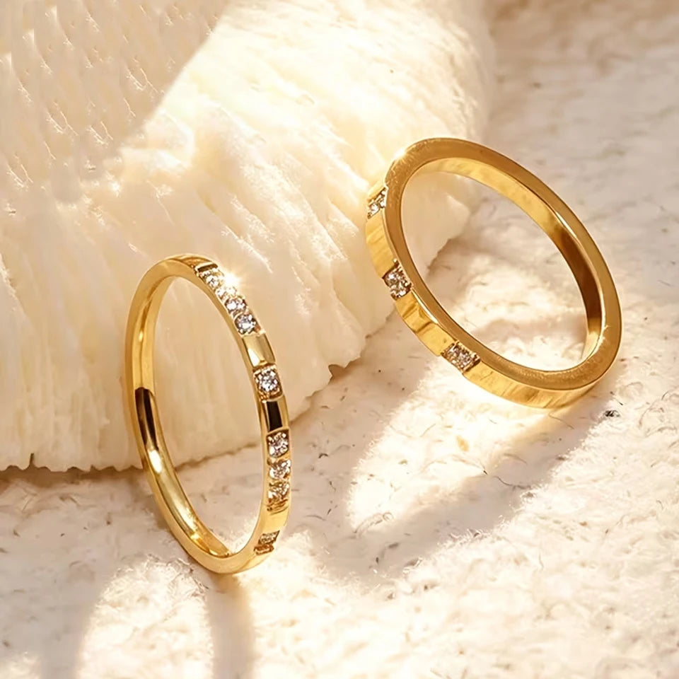 2pcs/set Modern Spark Zircon Ring