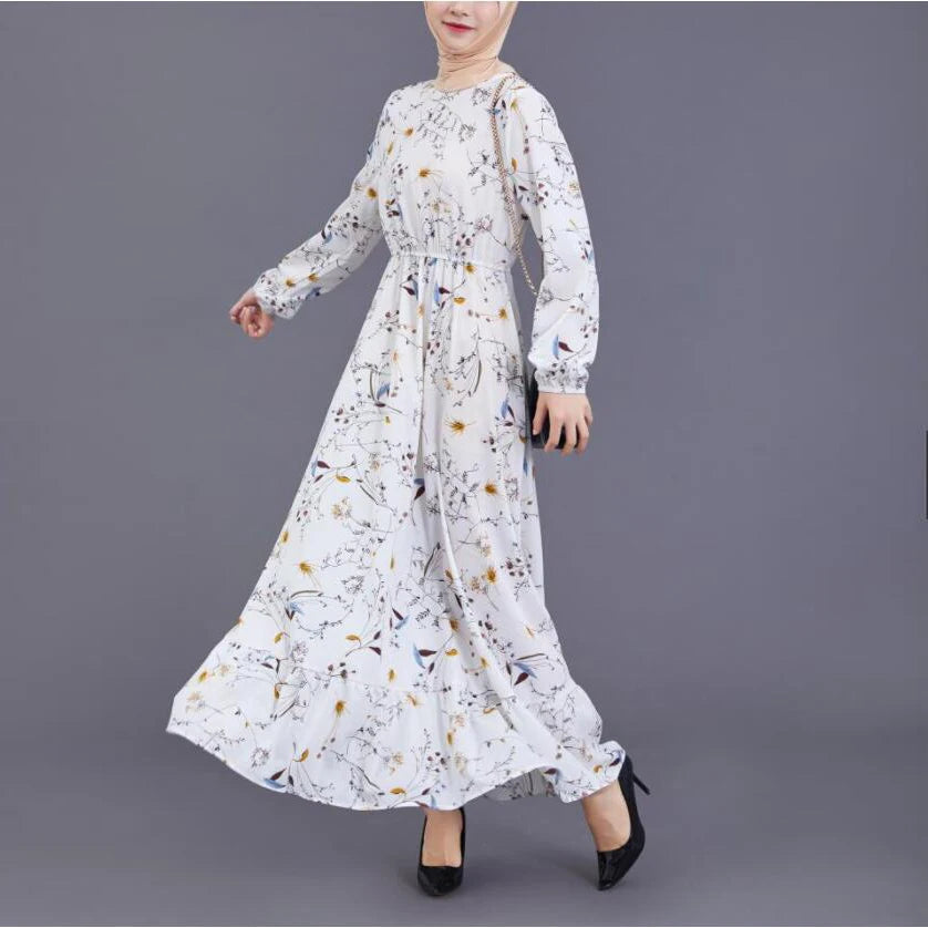 Bohemian Solid Maxi Abaya Dress