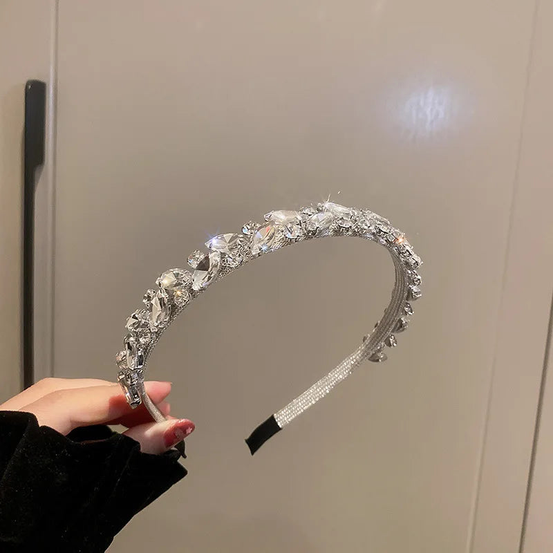 Full Rhinestone Leaf Pearl Headband
