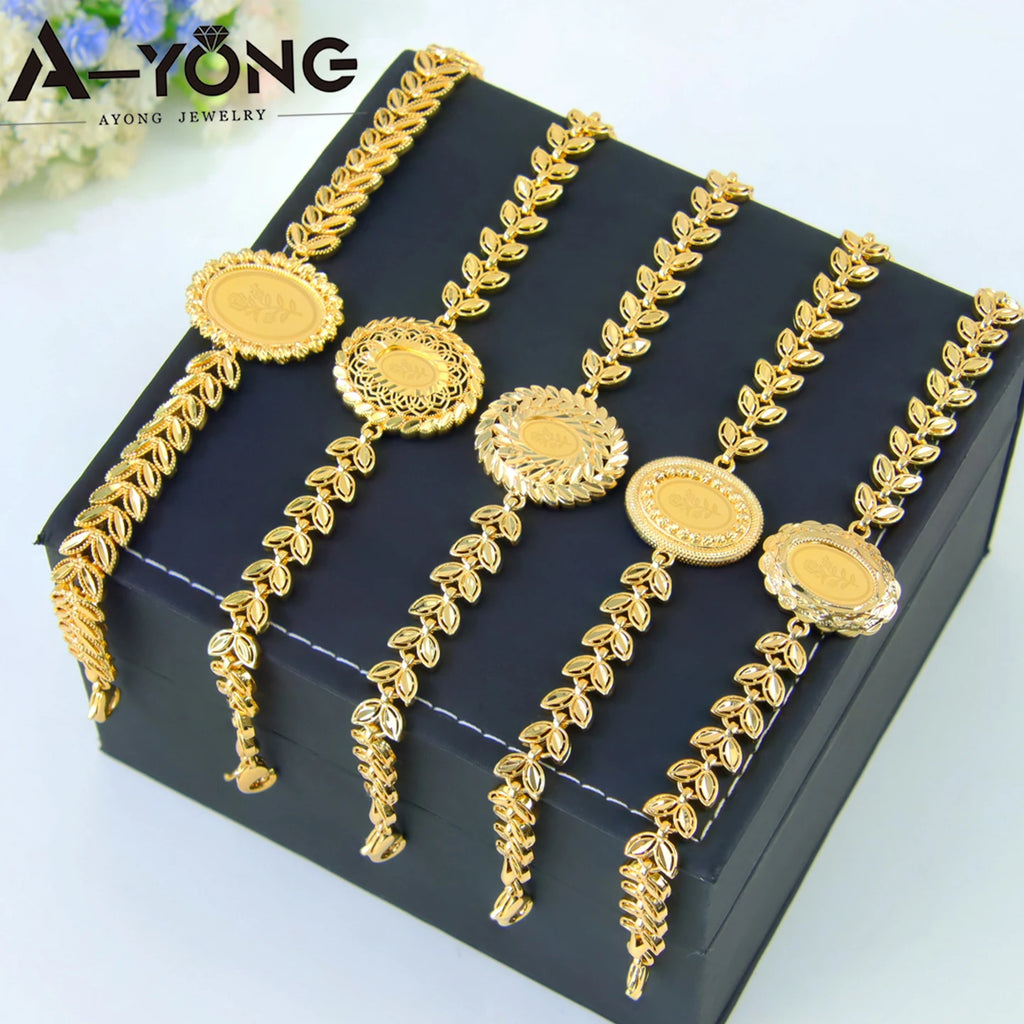 Turkish Classic Gold Coins Cuff Bangle