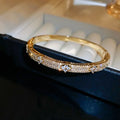 Cubic Zirconia Gold Silver Bangle Bracelet
