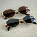 2Pcs Fashionable Oval & Polygonal Frame Combination Sunglasses, Metal Frame Pc Lenses, Fashionable Wear, Holiday Gifts