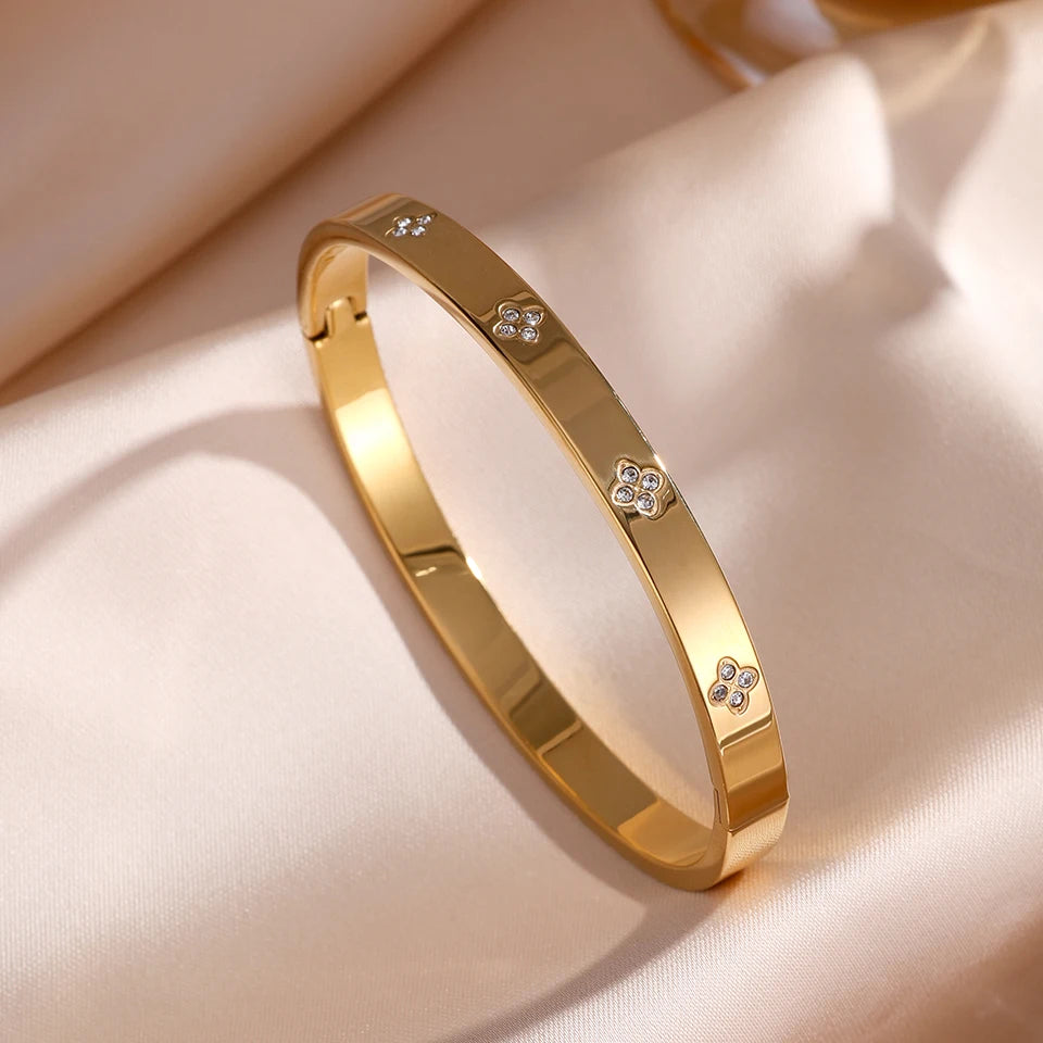 Zirconia Stainless Steel Bangle Set