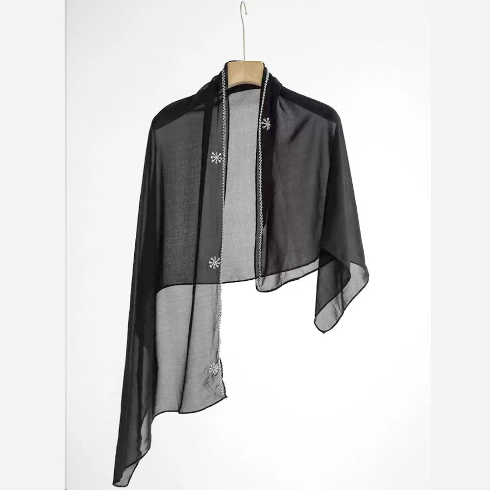 French Gold-Embellished Beaded Open Abaya