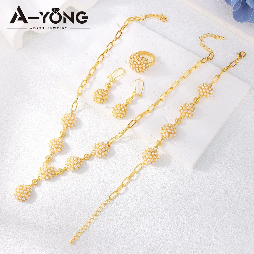 Royal Pearl Gold Jewelry Set