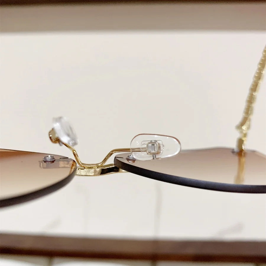 1Pc Women's Fashion Glasses New Style High-End Personality Snake Leg Frameless Cut-Edge Y2K Music Festival Trendy Street Photogr