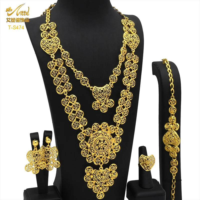Royal Gold Wedding Jewelry Set