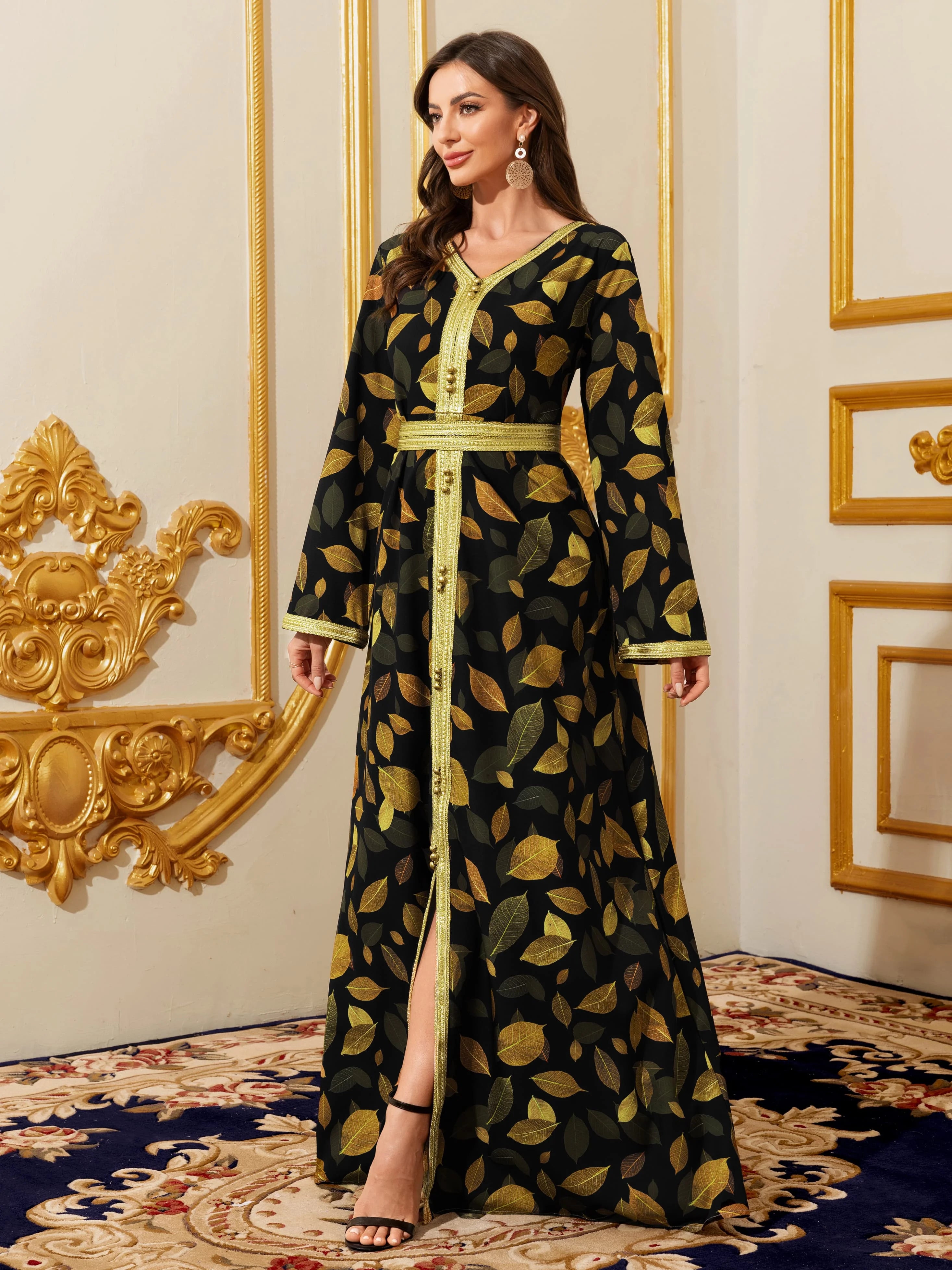 Moroccan Floral Maxi Kaftan Dress