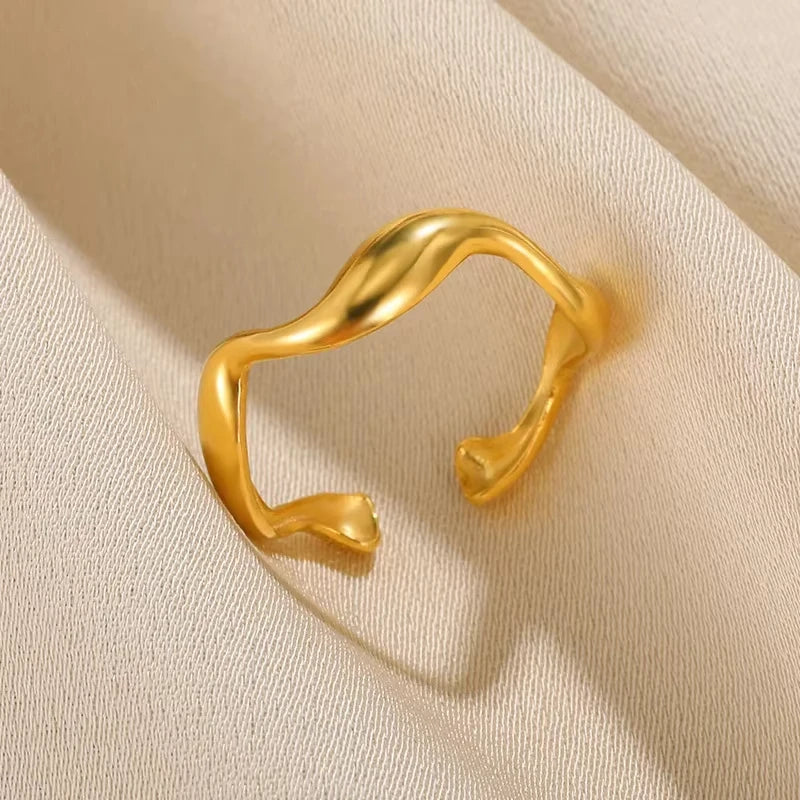 Golden Geometric Adjustable Ring