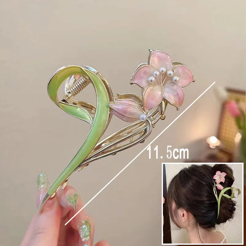 Flower Durian Shark Clip Hair Claw