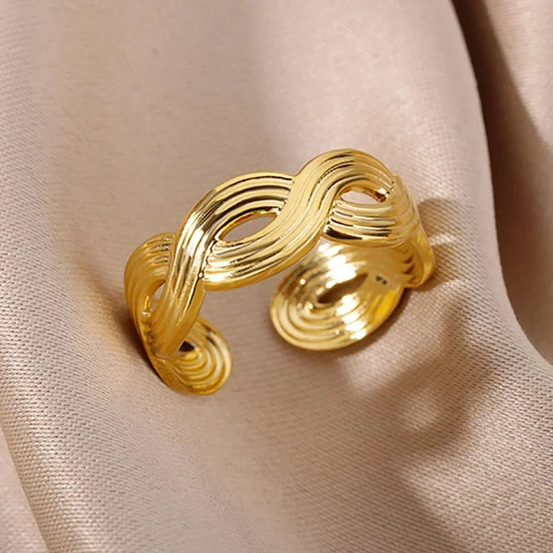 Golden Geometric Adjustable Ring
