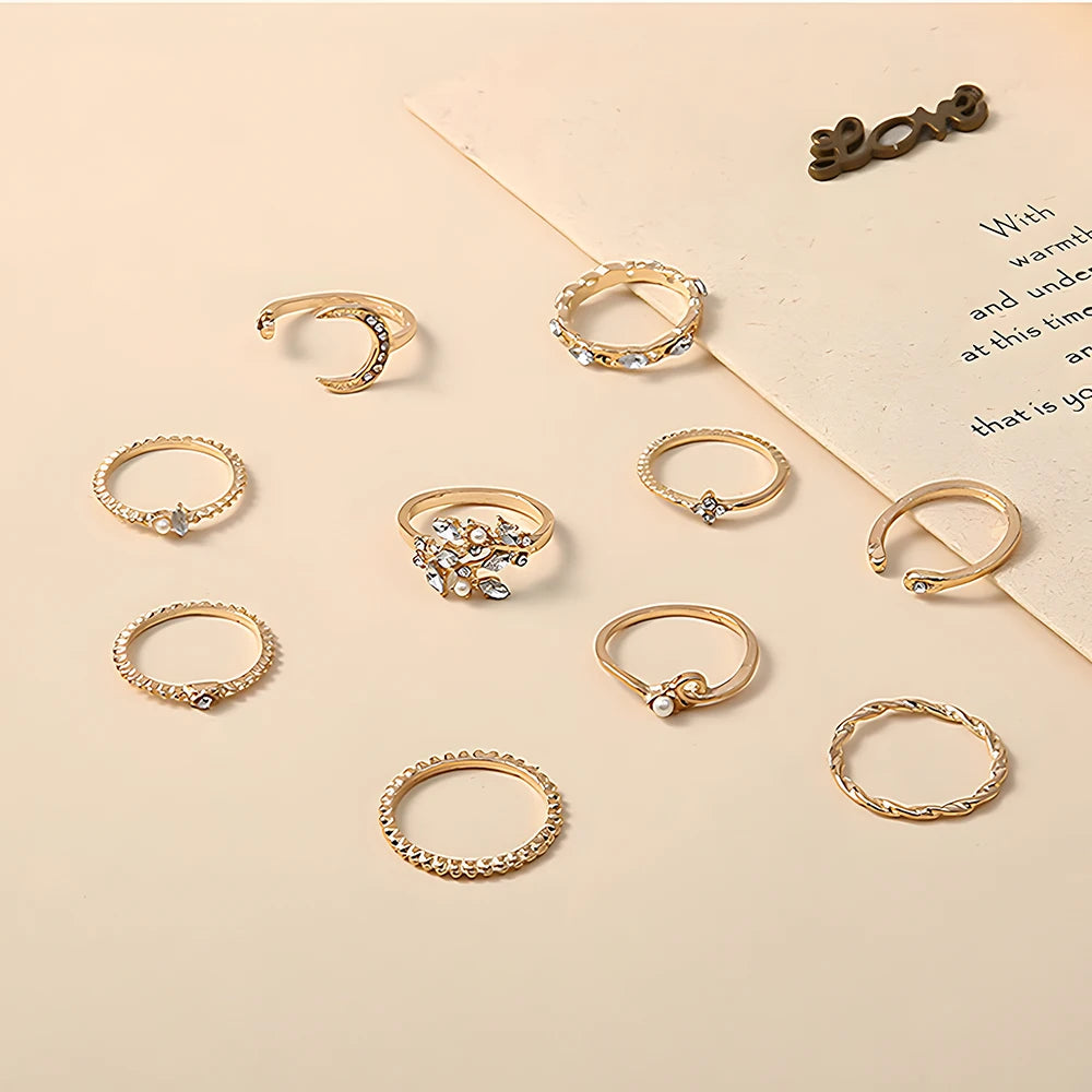 10Pcs Celestial Moon Ring