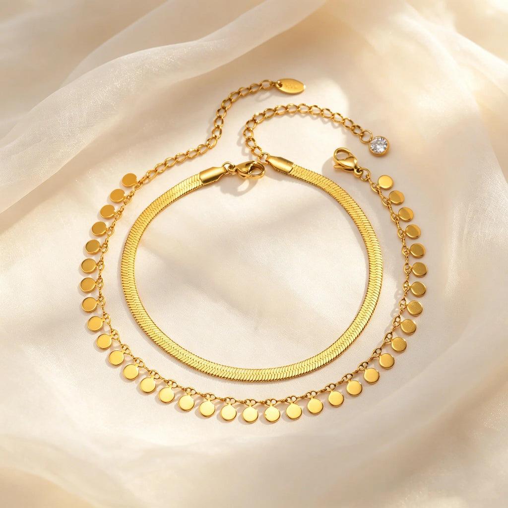 Gold Plated Tassel Blade Chain Anklet