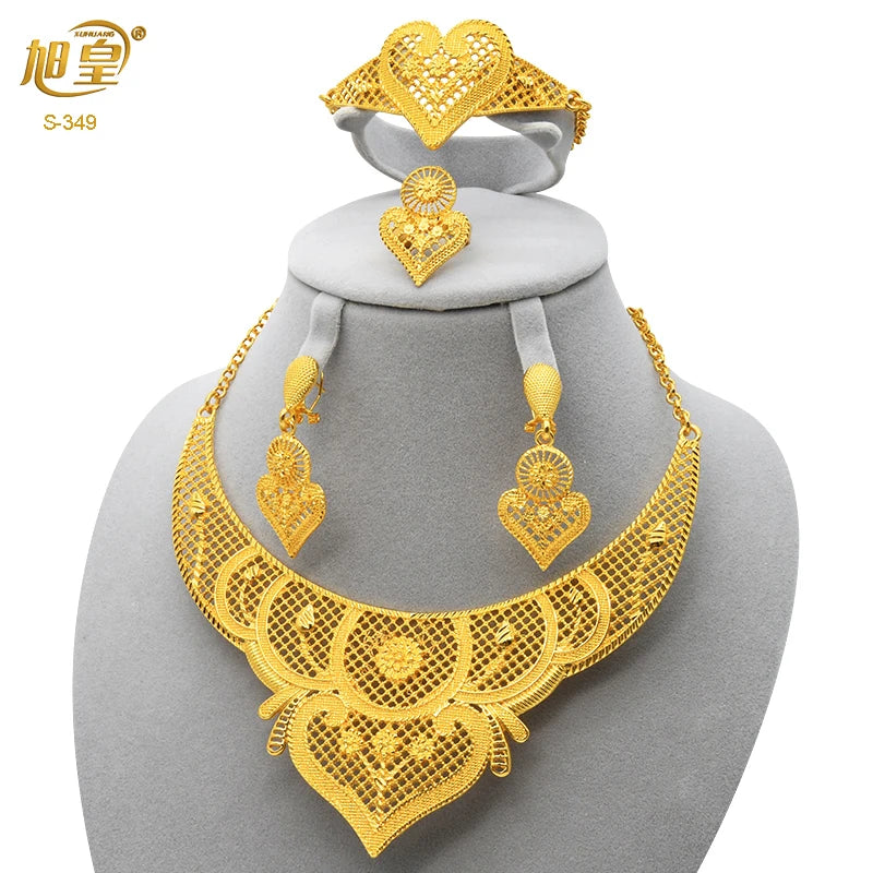 Dubai 24K Gold Bridal Necklace & Earrings Set