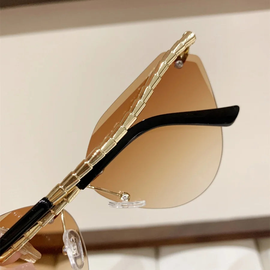 1Pc Women's Fashion Glasses New Style High-End Personality Snake Leg Frameless Cut-Edge Y2K Music Festival Trendy Street Photogr