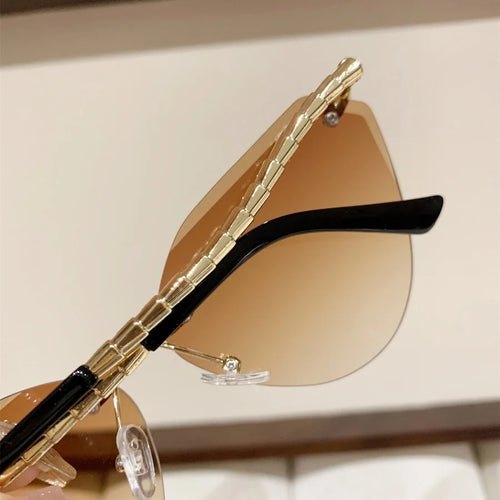 1Pc Women's Fashion Glasses New Style High-End Personality Snake Leg Frameless Cut-Edge Y2K Music Festival Trendy Street Photogr