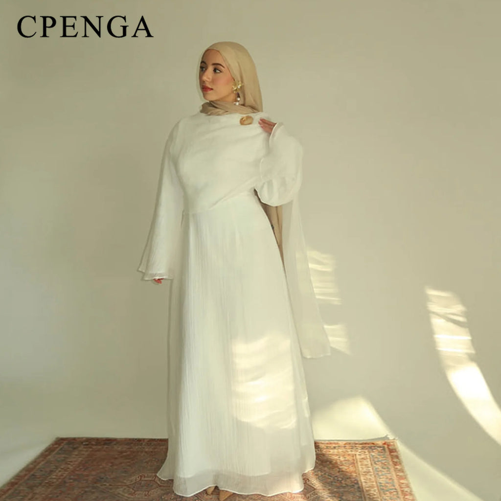 Solid Colour Elegant Abaya Cardigan Set