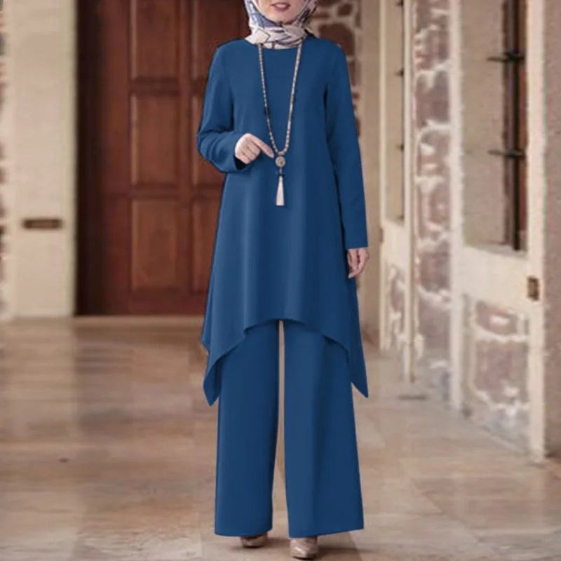Eid Kaftan Abaya & Wide Leg Pants Set