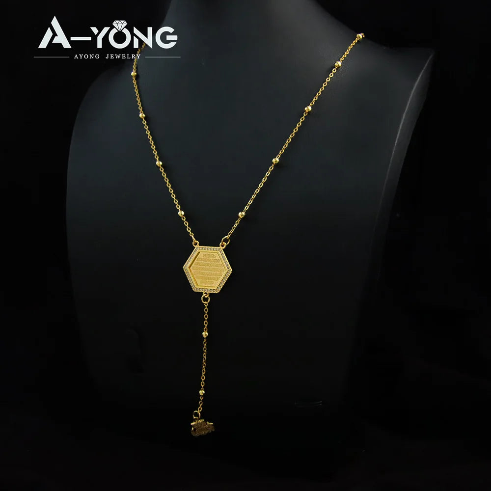 Islamic Gold Coins Long Pendant Necklace