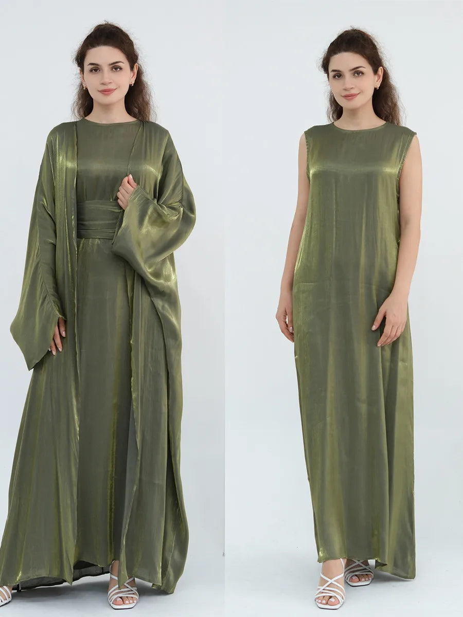 Arabic Kimono Cardigan Abaya Set