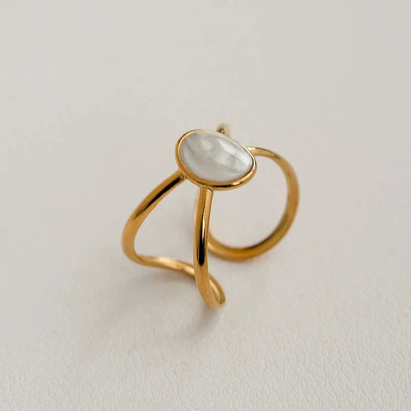 White Enamel Drip Glaze Ring