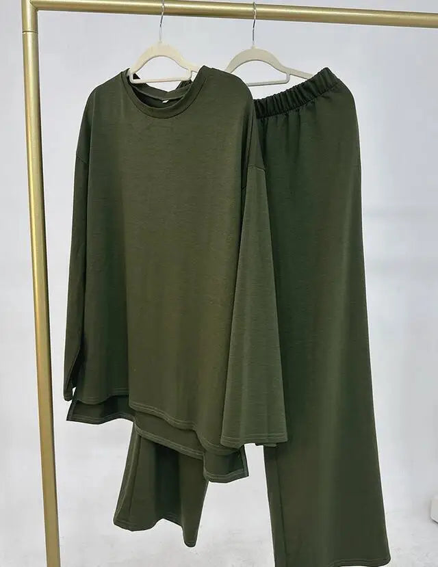 Muslim Long Sleeve Top & Pants 2-Piece Set