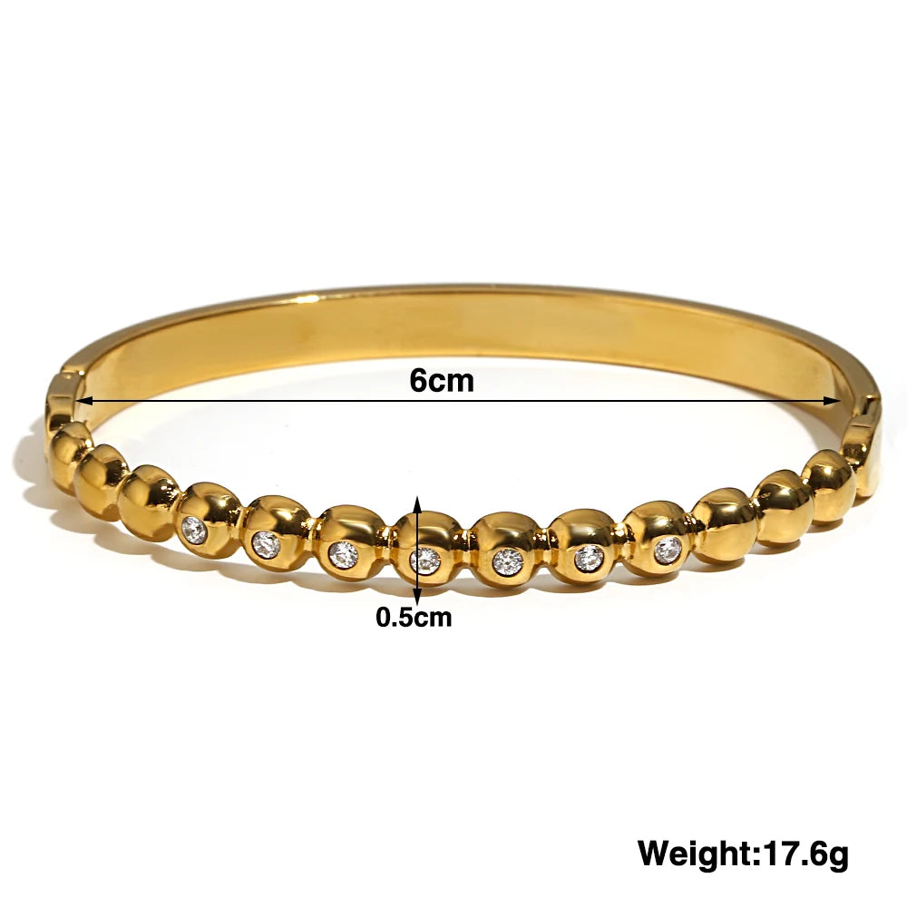 Cubic Zirconia Gold Stainless Steel Bangle