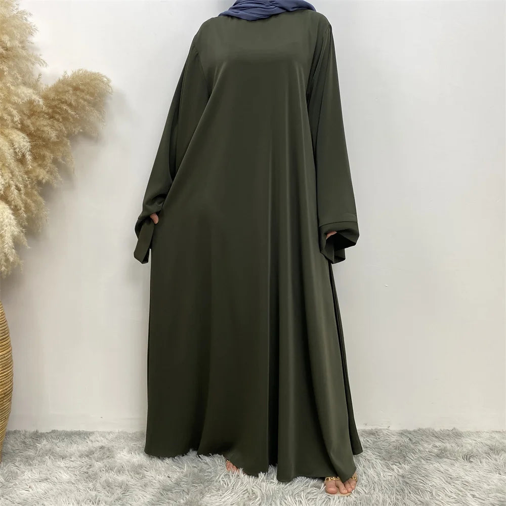 Lace Long Sleeve Net Colour Islamic Abaya Dress