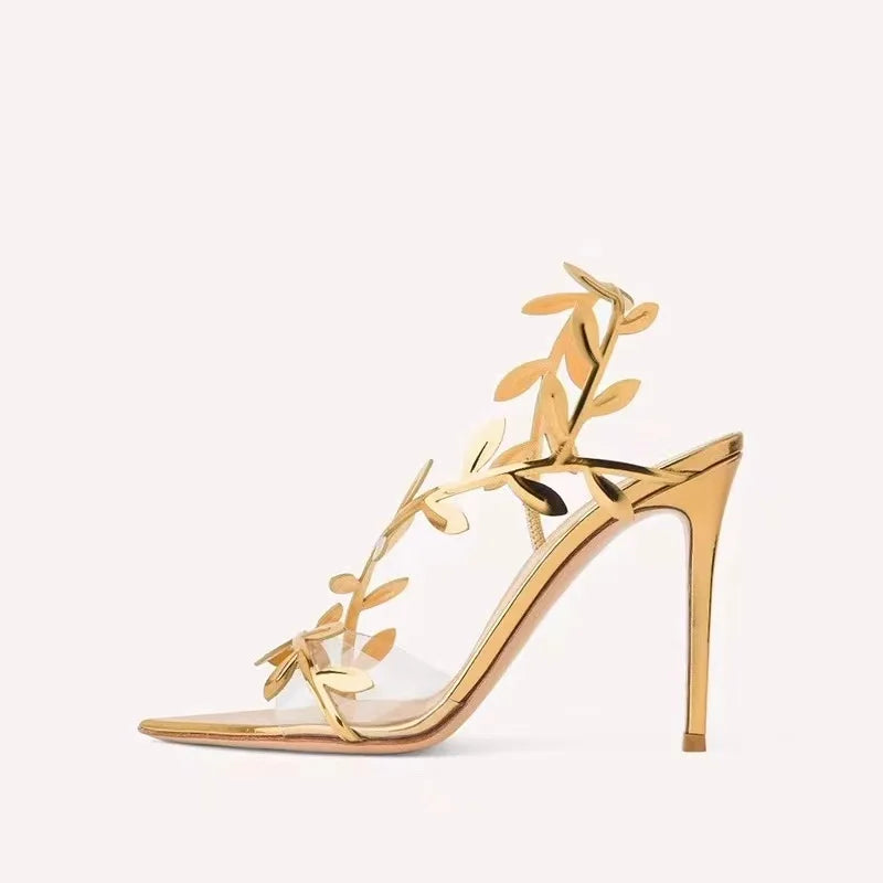 Gold Gladiator Heels – Elegant 9.6cm Stiletto Sandals