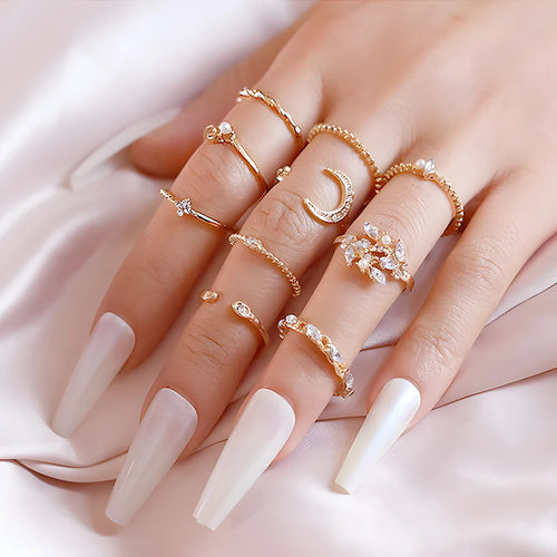 10Pcs Celestial Moon Ring