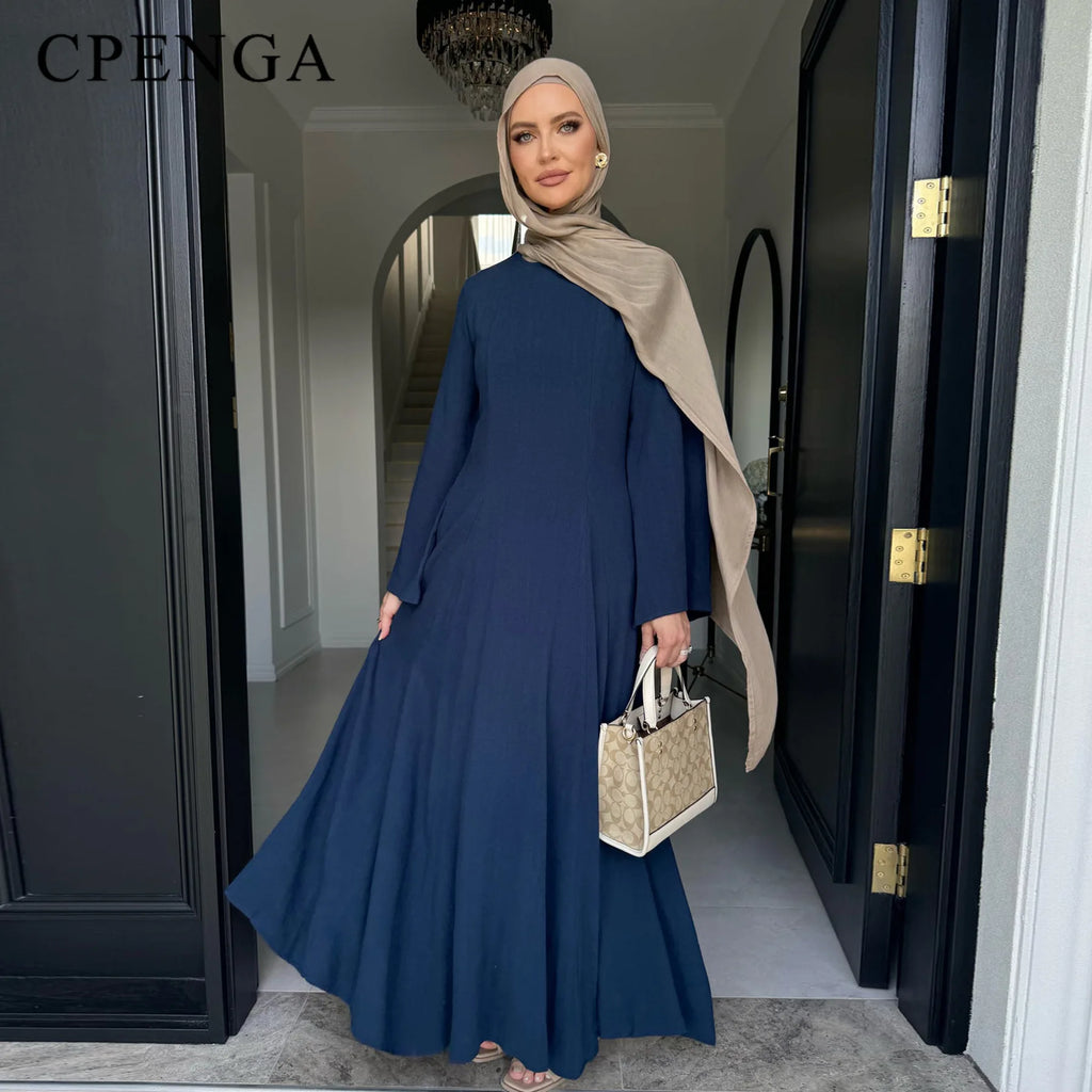 Plain Dubai Abaya Elegant Holiday Kaftan Dress