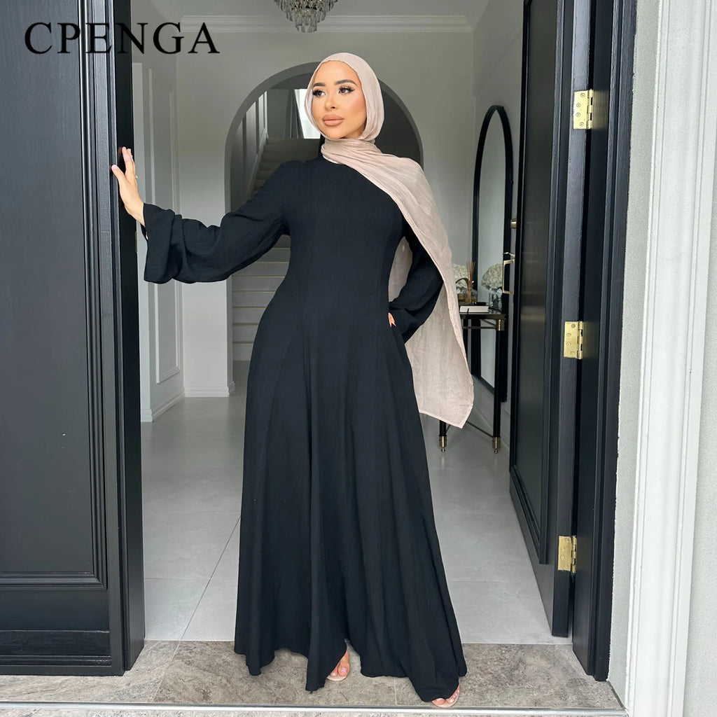Plain Dubai Abaya Elegant Holiday Kaftan Dress