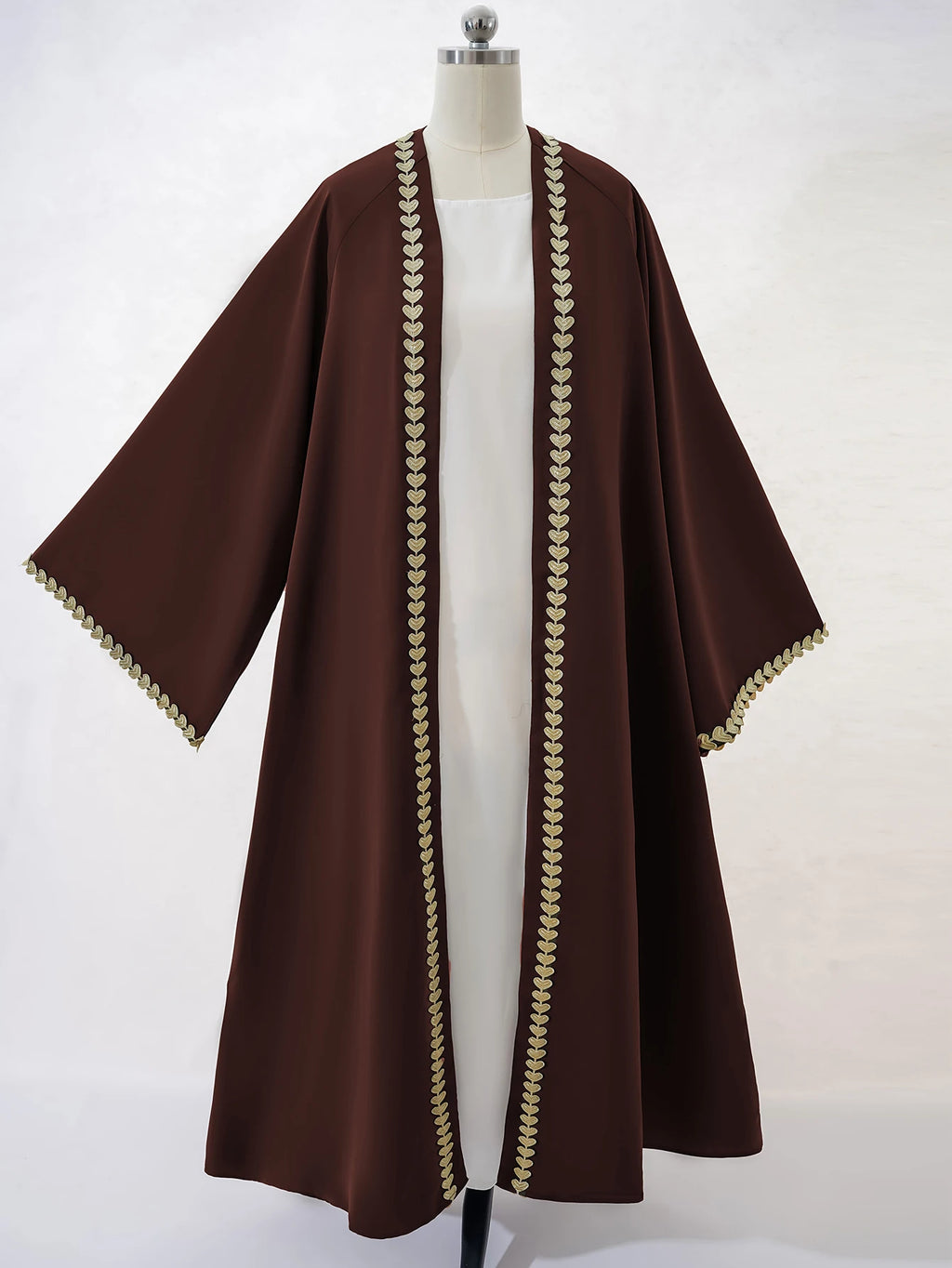 Muslim Womens Abaya with Gold Heart Loose Long Ideal for Islamic Modest Fashion Daily Wear Prayers Weddings Religious Events