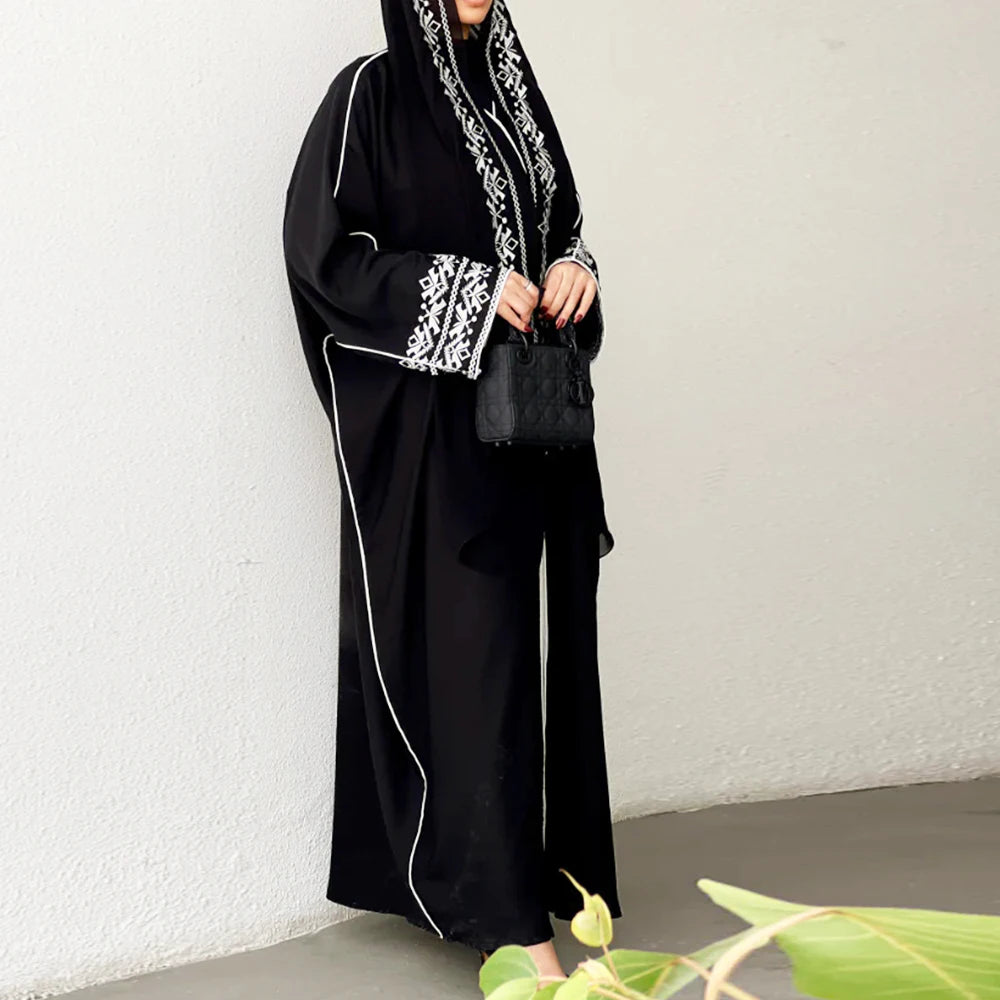 Embroidered Kimono Coat Abaya Caftan