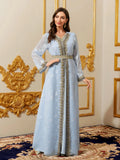Moroccan Floral Kaftan Abaya with Belt